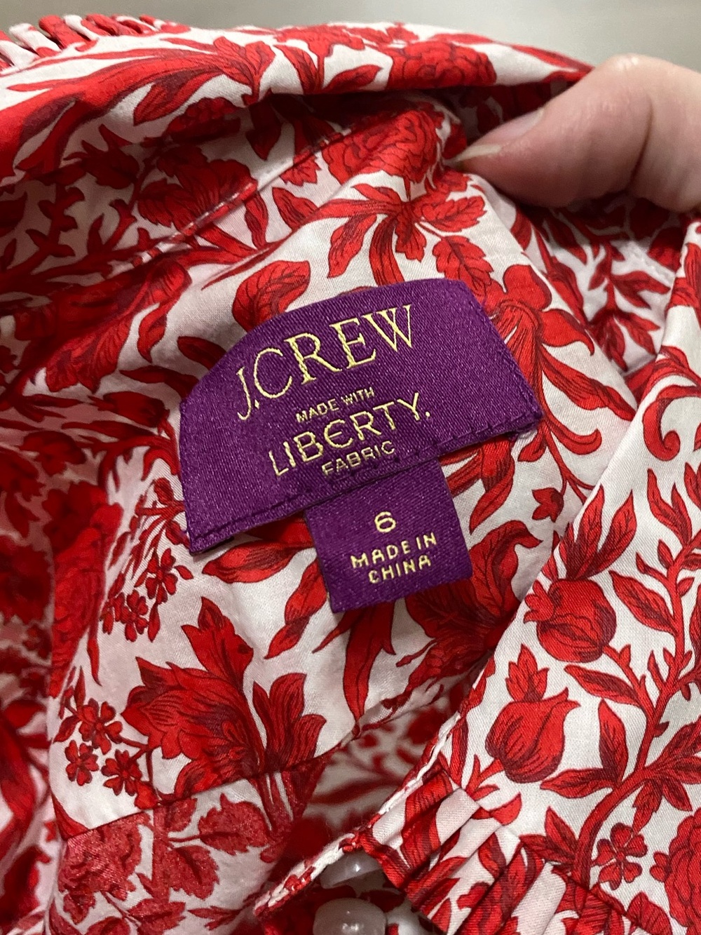 J. Crew Cropped Garcon Button Up Shirt in Liberty Sambourne Fabric Size 6 - Picture 6 of 10
